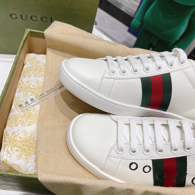 gucci頂級原版低幫鞋 古馳萬年經典情侶款小白鞋 男女款休閒板鞋 dx2752